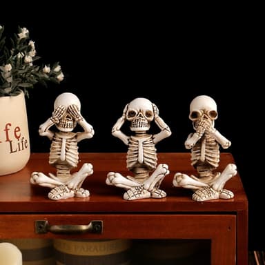 3 STK Halloween skummelt skrekkornament skummel dekorasjon sittende skjelett