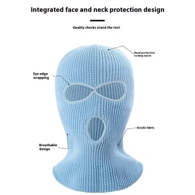 Vinter helmaske Tre-hulls Balaclava Strikket hattehals Damask - Fluorescerende Gul