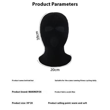 Vinter helmaske Tre-hulls Balaclava Strikket hattehals Damask - Fluorescerende Gul