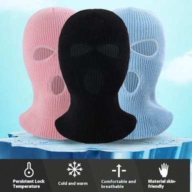Vinter helmaske Tre-hulls Balaclava Strikket hattehals Damask - Fluorescerende Gul