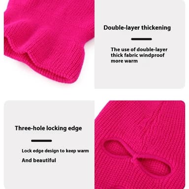 Vinter helmaske Tre-hulls Balaclava Strikket hattehals Damask - Fluorescerende Gul