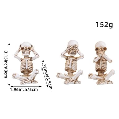 3 STK Halloween skummelt skrekkornament skummel dekorasjon sittende skjelett