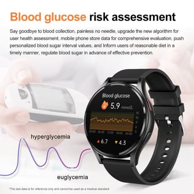 1,43-tommers AMOLED-skjerm Smartklokke – EKG, Pulsmåler, Bluetooth-samtaler – Svart