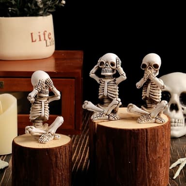 3 STK Halloween skummelt skrekkornament skummel dekorasjon sittende skjelett