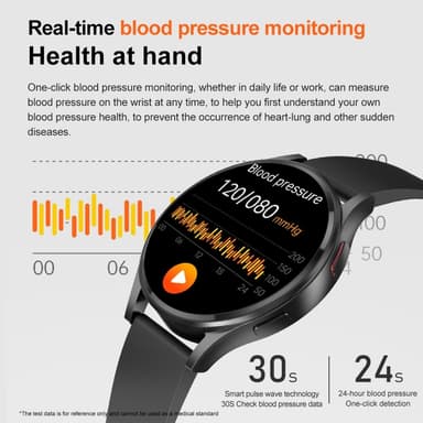 1,43-tommers AMOLED-skjerm Smartklokke – EKG, Pulsmåler, Bluetooth-samtaler – Svart