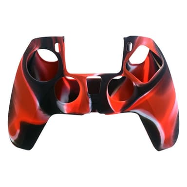 Playstation 5/PS5 silikonskallveske kamuflasje antisklibeskyttelse - rød hvit svart