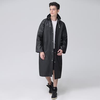 Regnfrakk Vindtett Gjenbrukbar unisex regnponcho med hattehette
