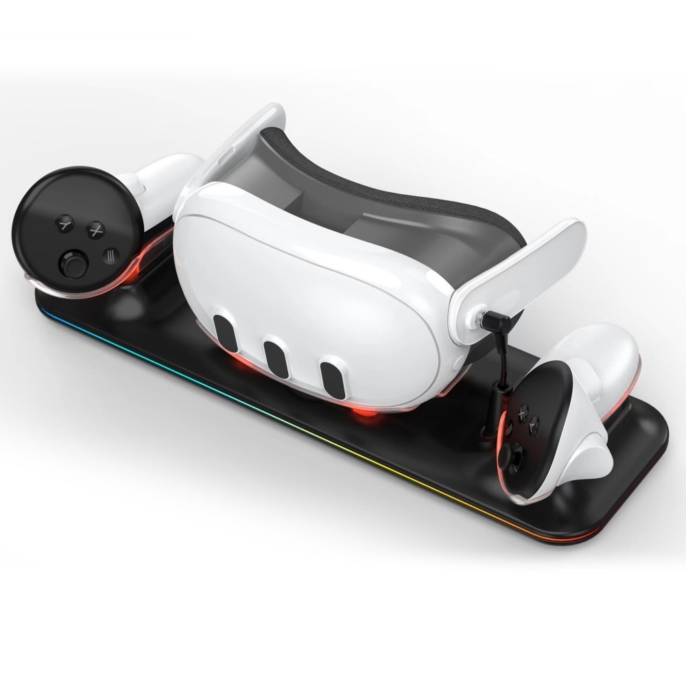 Ladestasjon for Meta Quest 3 VR-hodesett og kontrollere ladestasjon