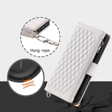 Til Xiaomi Redmi 14C Lommebok-deksel med glidelås Rhombus Stitching Line Telefonveske