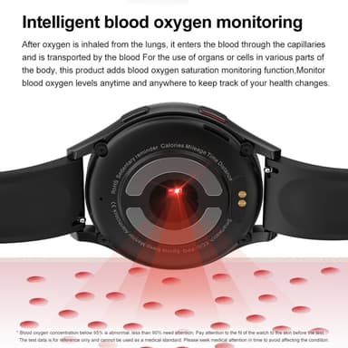 1,43-tommers AMOLED-skjerm Smartklokke – EKG, Pulsmåler, Bluetooth-samtaler – Svart