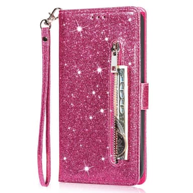 For Samsung Galaxy A56 5G Stående Glitterdeksel med Glidelåslomme - Rose