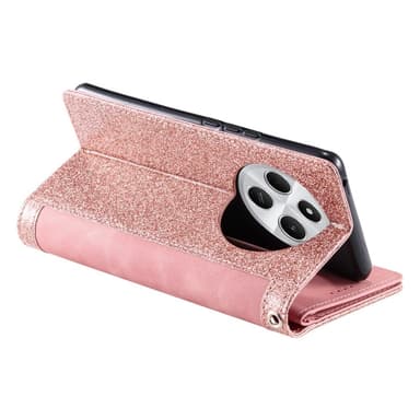 Til Xiaomi Redmi 14C Deksel med glidelås og 9 kortspor - RoseGold