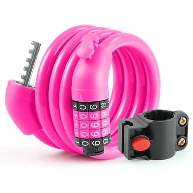Sykkellås Lås Kabel 5-sifret kombinasjonsfeste - Rosa