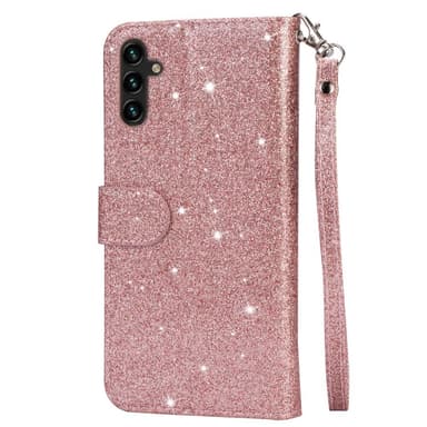 For Samsung Galaxy A56 5G Stående Glitterdeksel med Glidelåslomme - Rose Gold