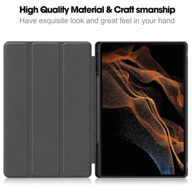 Til Samsung Galaxy Tab S10 Ultra Stativveske Støtsikker med Pennholder - Svart
