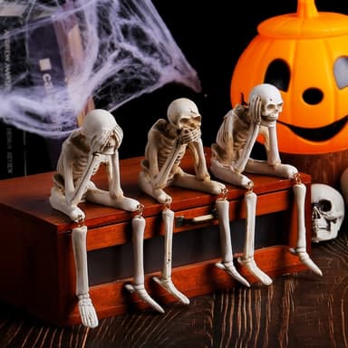 Halloween-skjelettfigur Uhyggelig hodeskalledekorasjonsfest Hjemsøkt hus - Si ikke ondt