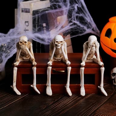 Halloween-skjelettfigur Uhyggelig hodeskalledekorasjonsfest Hjemsøkt hus - Si ikke ondt