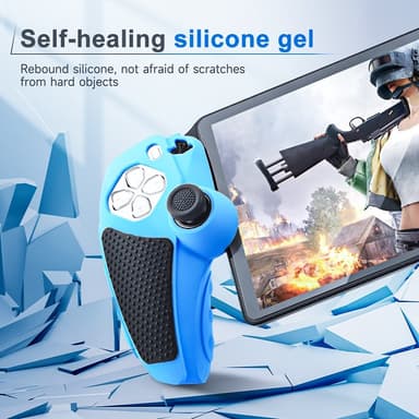 Playstation 5 / PS5 Silikon Hud Deksel Veske Anti-skli beskyttelse + Joystick Caps - Svart