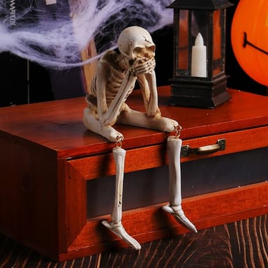 Halloween-skjelettfigur Uhyggelig hodeskalledekorasjonsfest Hjemsøkt hus - Si ikke ondt
