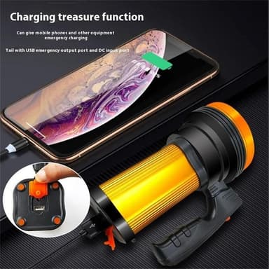 Høy effekt Spotlight Ultra Bright Long Range Nødlommelykt Power Bank
