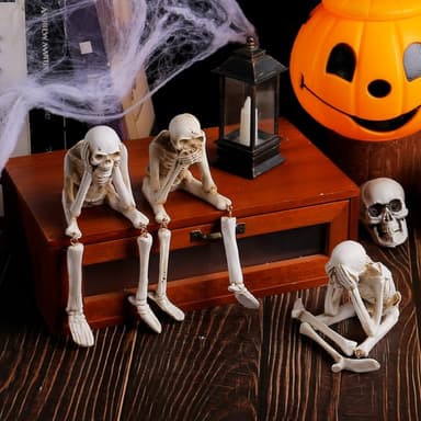Halloween-skjelettfigur Uhyggelig hodeskalledekorasjonsfest Hjemsøkt hus - Si ikke ondt