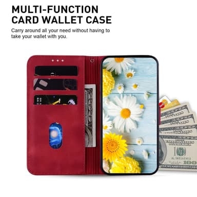 Til Xiaomi Redmi 14C Veske Stativ Lommebokveske Blomstermønster - Rød