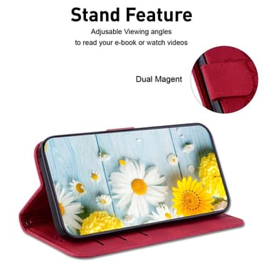 Til Xiaomi Redmi 14C Veske Stativ Lommebokveske Blomstermønster - Rød