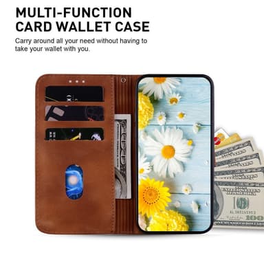 Til Xiaomi Redmi 14C Veske Stativ Lommebokveske Blomstermønster - Brun