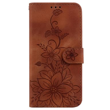 Til Xiaomi Redmi 14C Veske Stativ Lommebokveske Blomstermønster - Brun
