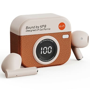 Retro kameradesign Bluetooth-hodetelefoner Støyreduksjon In-Ear-hodetelefoner - brun