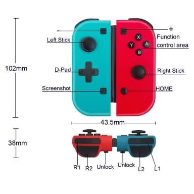 Kompatibel med Nintendo Switch Joypad trådløs Bluetooth-kontroller venstre og høyre håndkontroll