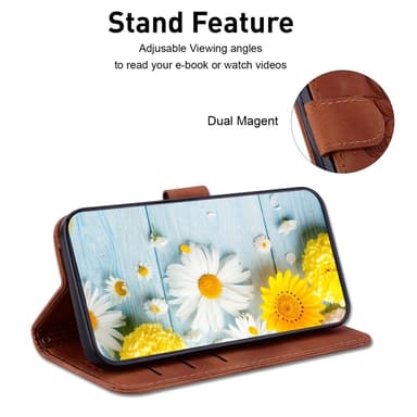 Til Xiaomi Redmi 14C Veske Stativ Lommebokveske Blomstermønster - Brun