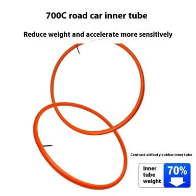 Ultralett sykkelslange med 2 dekkreparasjonslapper - 700C Presta Ventil 65 mm
