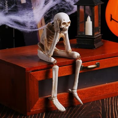 Halloween-skjelettfigur Uhyggelig hodeskalledekorasjonsfest Hjemsøkt hus - Hør ikke noe ondt