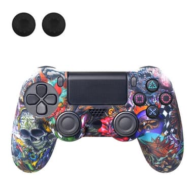 Deksel til Sony PlayStation 4 Pro Slim PS4 Anti-Slip Silikon Huddeksel - Blomsterhodeskalle