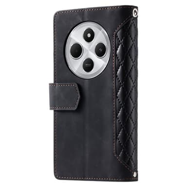 Til Xiaomi Redmi 14C Lommebok-deksel med glidelås Rhombus Stitching Line Telefonveske