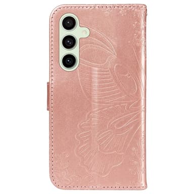 Til Samsung Galaxy S24 FE Dekselsett Lommebok-deksel Sommerfuglemønster - RoseGold