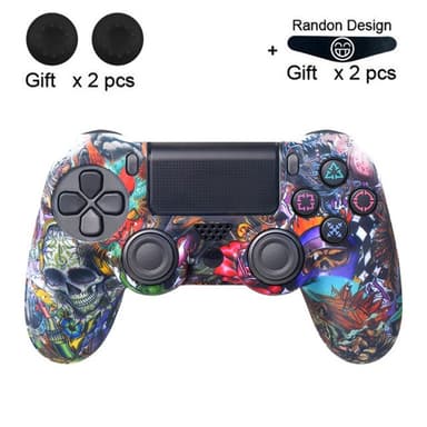 Deksel til Sony PlayStation 4 Pro Slim PS4 Anti-Slip Silikon Huddeksel - Blomsterhodeskalle