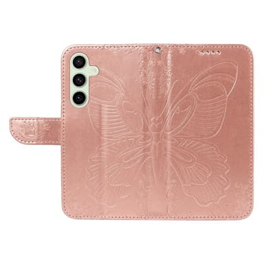 Til Samsung Galaxy S24 FE Dekselsett Lommebok-deksel Sommerfuglemønster - RoseGold