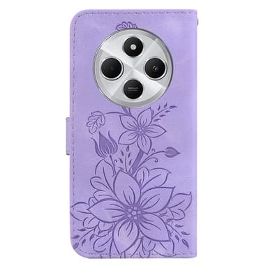 Til Xiaomi Redmi 14C Veske Stativ Lommebokveske Blomstermønster - Lilla