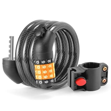 Sykkellås Lås Kabel 5-sifret kombinasjonsfeste - Svart / oransje