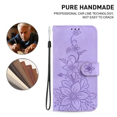 Til Xiaomi Redmi 14C Veske Stativ Lommebokveske Blomstermønster - Lilla