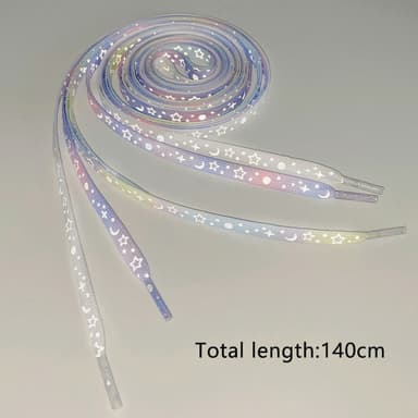 140 cm reflekterende skolisser til joggesko Canvassko Basketballsko etc - Black Blue Star