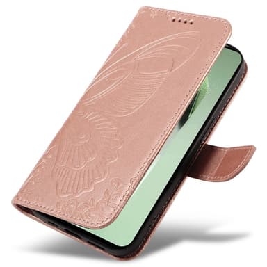 Til Samsung Galaxy S24 FE Dekselsett Lommebok-deksel Sommerfuglemønster - RoseGold