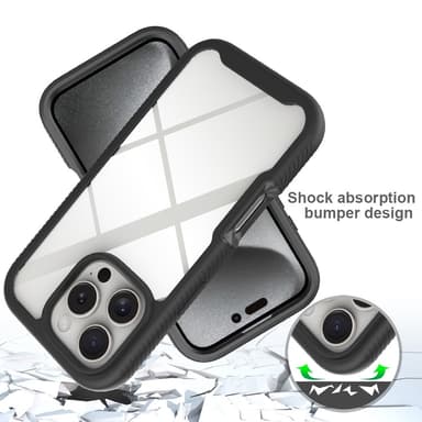Deksel til iPhone 16 Pro Max PC+TPU Klar telefonveske med PET-skjermfilm