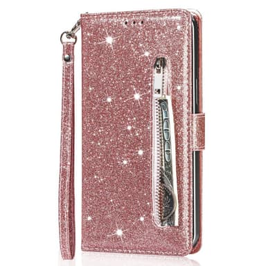 For Samsung Galaxy S25 Ultra Stående Glitterdeksel med Glidelåslomme