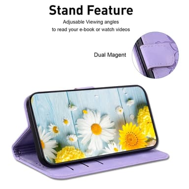 Til Xiaomi Redmi 14C Veske Stativ Lommebokveske Blomstermønster - Lilla