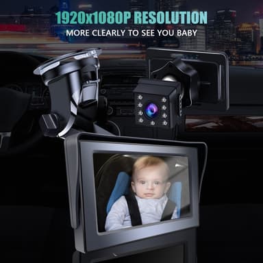 4,3"" HD 1080P bilmonitorkamera for bakovervendt babysete vidvinkel infrarødt kamera