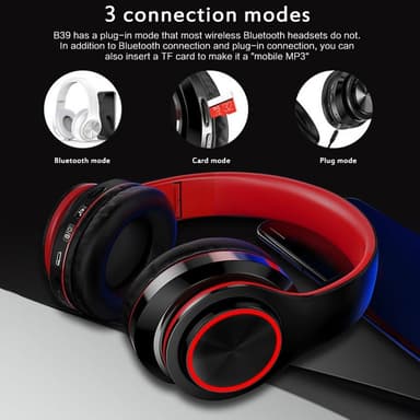 Hifi Trådløs On-Ear Hodesett Bluetooth Hodetelefoner - Svart+blått