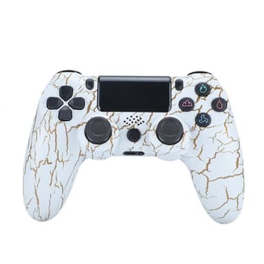 Trådløs PS4-spillkontroller med høyttaler og stereohodesettkontakt - Hvit sprekk